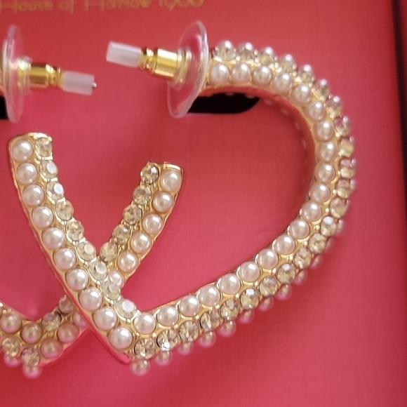 House of Harlow Glass Stones and Pearl Earrings NIB - Picture 3 of 4